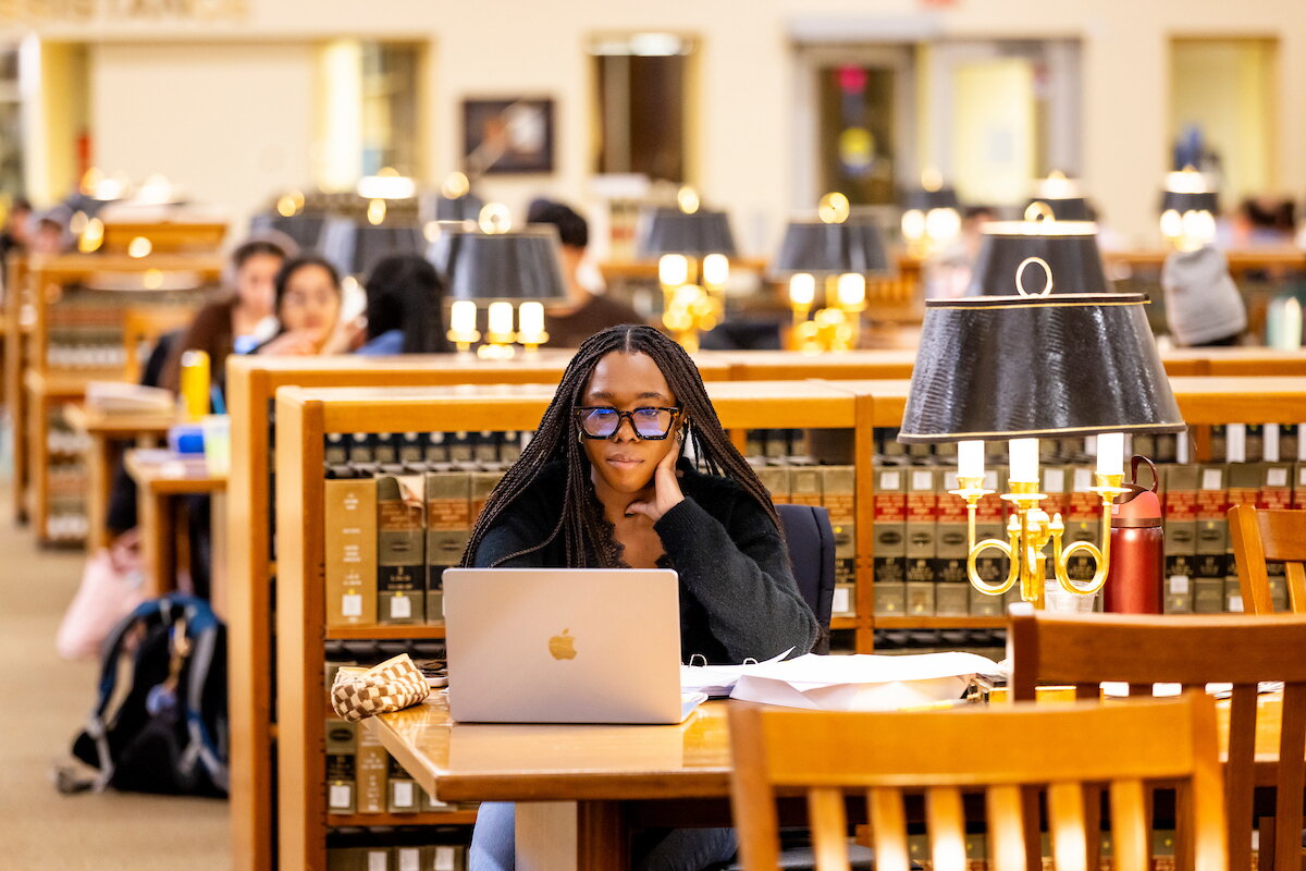 Student studying at the Law Library. 